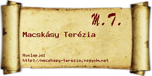 Macskásy Terézia névjegykártya